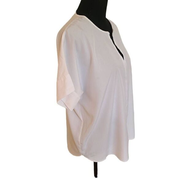 Eileen Fisher Womens White Tencel Short Sleeve Box Top Small - Picture 5 of 14